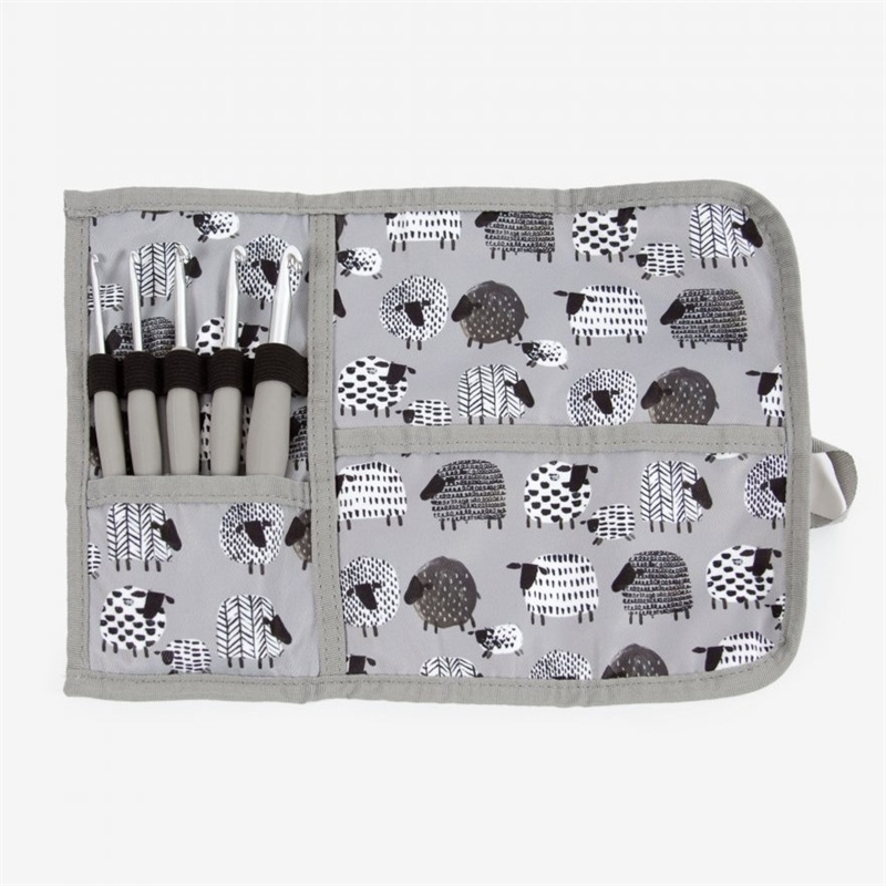 ESTUCHE OVEJAS 5 GANCHILLOS GRIS